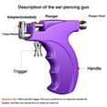 thumbnail image 6 of Reusable Ear Piercing Gun Kit Professional Body/Nose/Lip Piercing Set, Includes 6 Pairs Stud Earrings & 10 Gun Studs for Home Use (Purple), 6 of 7