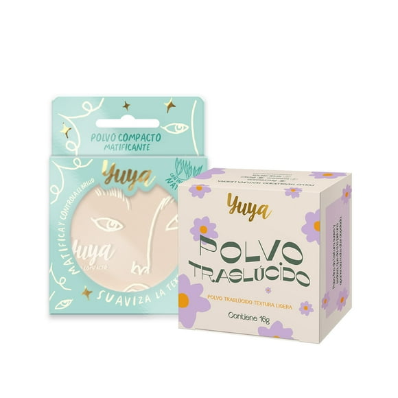 Yuya Polvo compacto matificante Nude Beige 12g con Polvo translúcido 16g