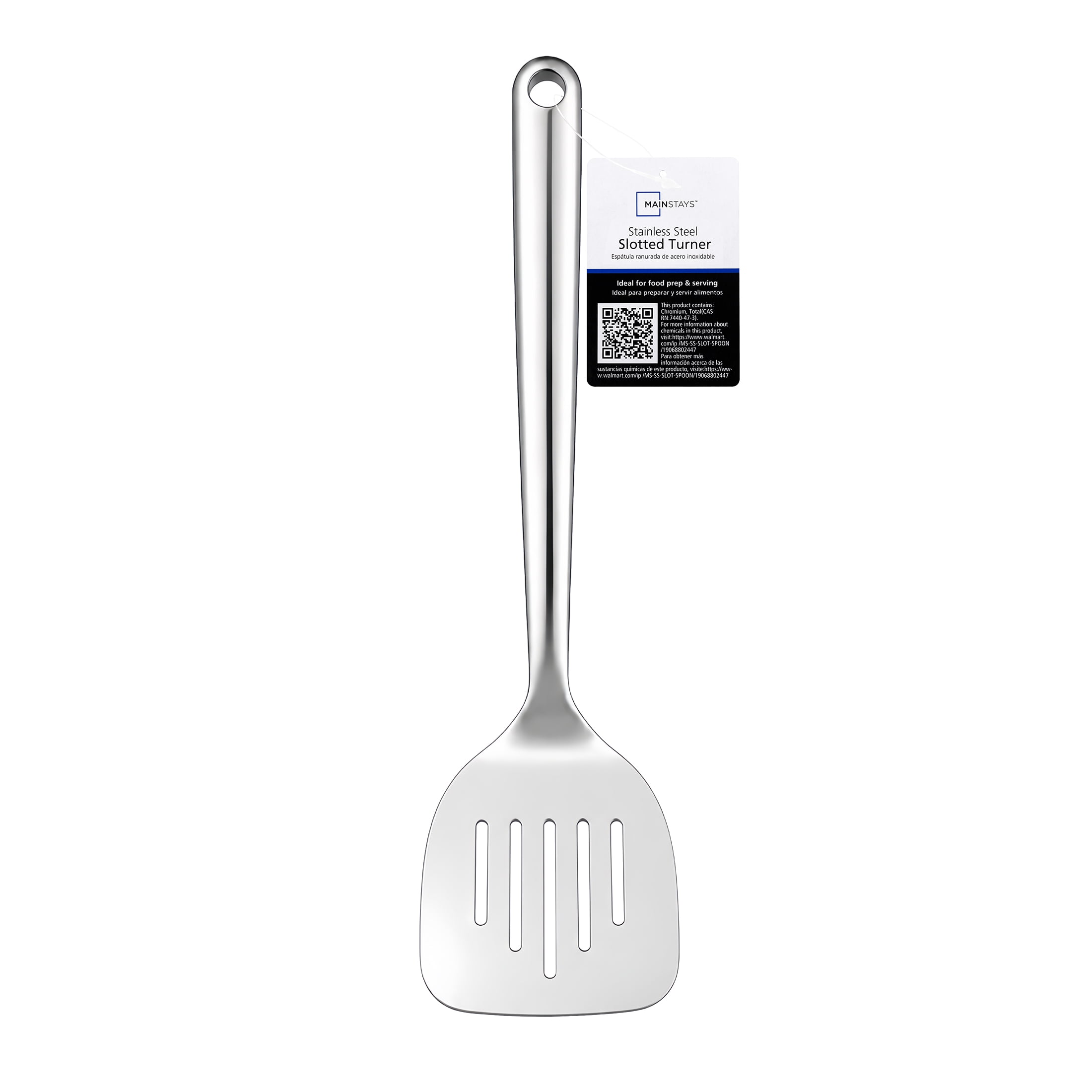 Mainstays Ergonomic Stainless Steel Slotted Turner Durable and Dishwasher Safe