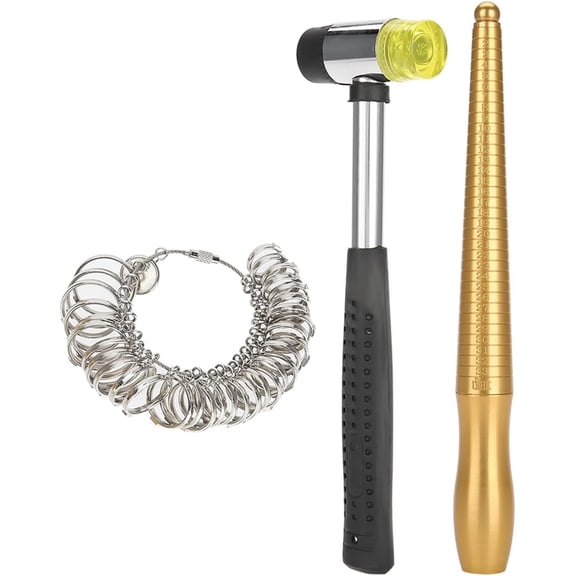 Ring Sizer Ring Mandrel and Hammer Set, Accurate Finger Size Measuring Stick Jewelry Craftsmen Tool for Determining The Right Ring Size