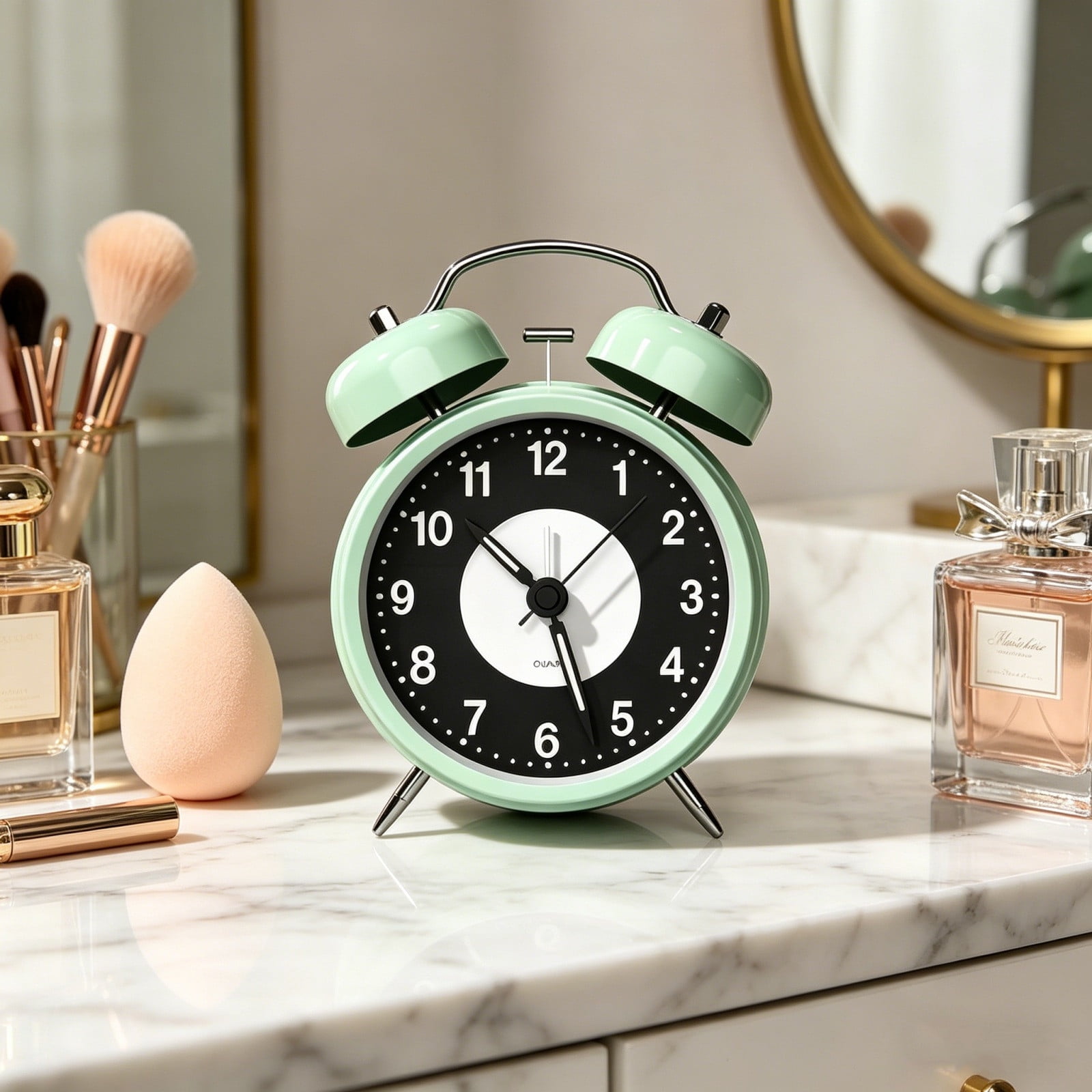 Byujiro Round Twin Bell Analog Alarm Clock Bedside Clock with Glow-in-the-Dark Dial Loud Wake-Up Clock for Heavy Sleepers Students Bedroom Dorm