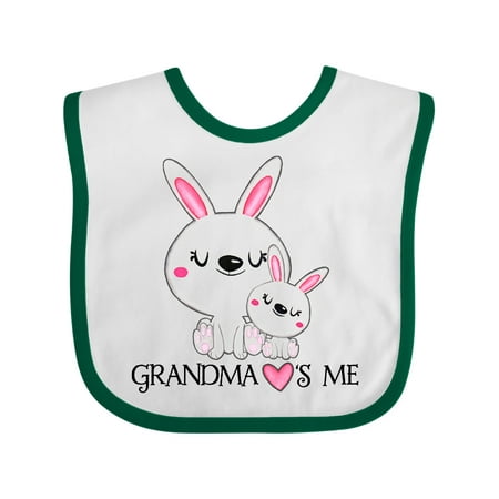 

Inktastic Grandma Loves Me- bunny family Gift Baby Boy or Baby Girl Bib