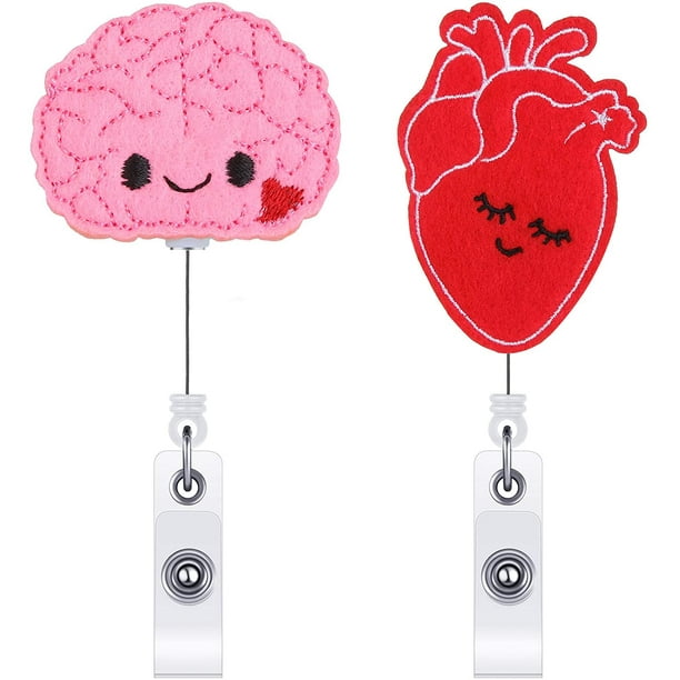 Felt Nurse Badge Reels Brain Badge Reel And Heart Retractable