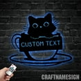 thumbnail image 3 of Craftnamesign Custom Cat Coffee Metal Wall Art LED Light, Cute Cat Metal Sign, Cat Decor, 3 of 5