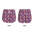 thumbnail image 3 of Yiaed Skull rose blue flower Print Women's Running Shorts with Liner 3 Zipper Pockets Elastic Workout Athletic Gym Yoga Shorts-Large, 3 of 7