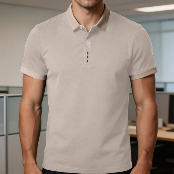 COSFO Mens Polo Shirts Short Sleeve Casual Golf Colorblock Shirt Loose Fit Collared Quick Dry Performance Pullover Tops