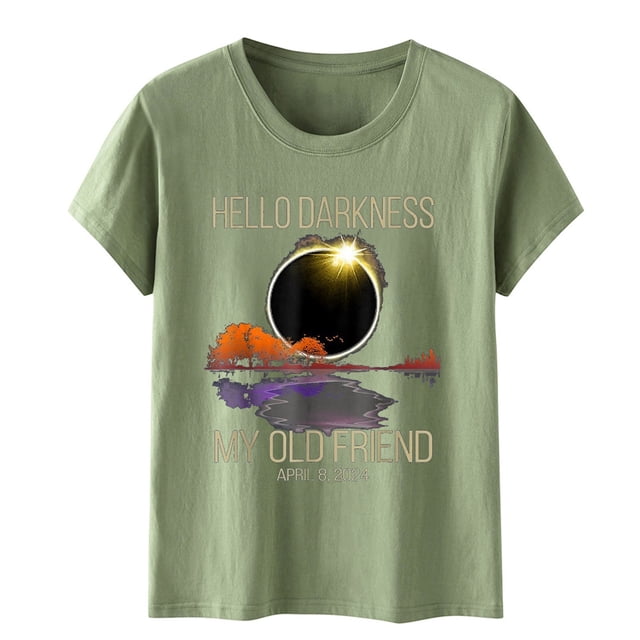 T-Shirts Femmes Mode Décontractée Haut Col Rond Été Manches Courtes T-Shirts Décontractés Amples T-Shirts Femmes Vert Menthe L