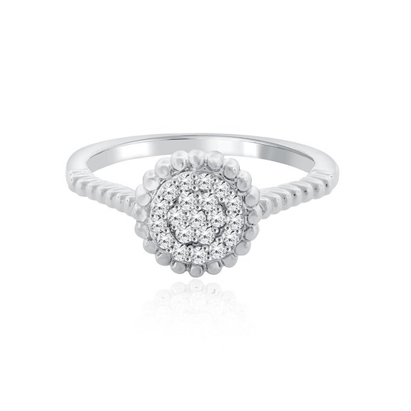 0.20 Carat Diamond Floral Shape Ring In 10K Solid Rose,White & Yellow Gold