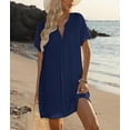 thumbnail image 2 of Women's Swimsuit Cover Up Shirt V Neck Short Sleeve Bathing Suit Coverups Summer Beach Cover Ups, 2 of 9