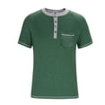 thumbnail image 3 of Ohufall Men Henley Shirts Casual Short Sleeve Crew Neck Pullover Tops Summer Button Up T-Shirts with Pocket, 3 of 6