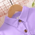 thumbnail image 6 of WUANDIXFA Girls Long Sleeve Dress with Hat, Lapel Collar Button Down Midi Dress Swing Casual Dresses with Belt (Purple, 7-8 Years), 6 of 9
