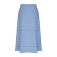 thumbnail image 3 of Striped Skirts for Women Midi Trendy Summer a Line Flowy Knee Length Skirt Drawstring Elastic High Waist Loose Skirt with Pockets Blue XL, 3 of 5