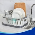 thumbnail image 2 of Dish Drying Rack for Kitchen Counter, Compact Dish Drainer with Drainboard, Utensil Holder and Cup Rack, Plastic Kitchen Drying Rack for Dishes, Cups, Knives, Spoons and Forks, White, 2 of 5