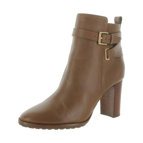 Lauren Ralph Lauren Womens Madisyn Leather Stacked Heel Ankle Boots