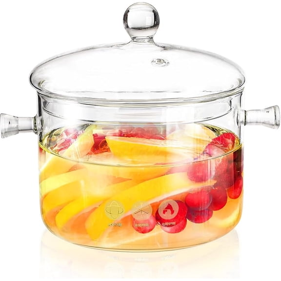 CZQ 1.5L/50oz Glass Saucepan with Cover, Heat Resistant Stovetop Glass Cooking Pot with Lid for Pasta Noodle, Soup, Milk, Clear Simmer Pot for Potpourri Christmas Holiday Home Fragrance