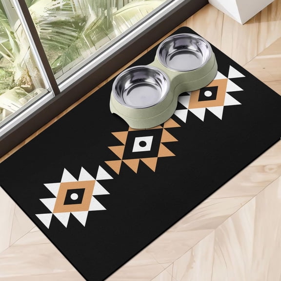 Dog Food Mats for Floors Super Absorbent, Pet Cat Food Mat - Non Slip Dog Bowl Mats for Food and Water, Eco-Friendly Boho Dog Placemats Feeding Mat