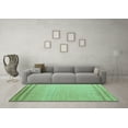 thumbnail image 3 of Ahgly Company Machine Washable Indoor Round Solid Turquoise Blue Modern Area Rugs, 5' Round, 3 of 4