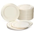 thumbnail image 1 of OCCASIONS 240 Pack Heavyweight Wedding Party Disposable Plastic Plates (6.25" Cake Plate, Ivory & Gold Rim), 1 of 4
