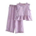 thumbnail image 3 of Top de Encaje de Manga Corta con Pantalones Acampanados, Lindo Conjunto de Dos Piezas para el Conjunto de Pantalones Cortos de Bebé, Poliéster Suave para el Sueño Y el Ocio Diario, 3 of 7