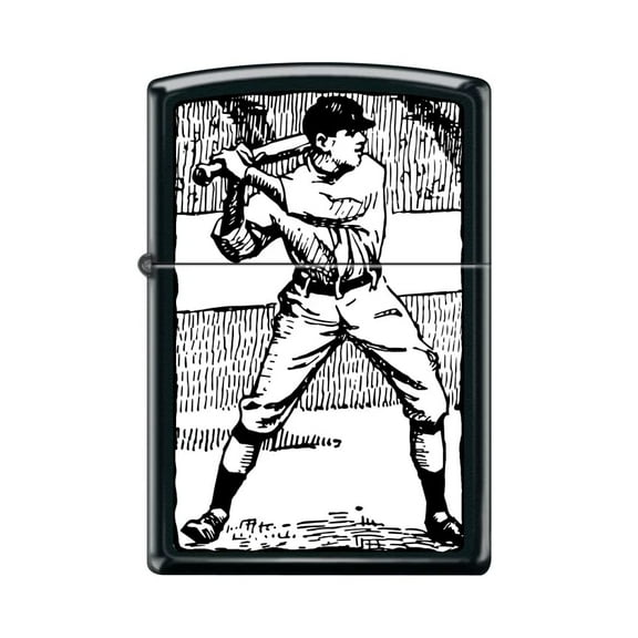 Zippo Lighter-Personalized Custom Message Engraved on Backside Bw Baseball Player Black Matte Windproof Lighter #Z5433