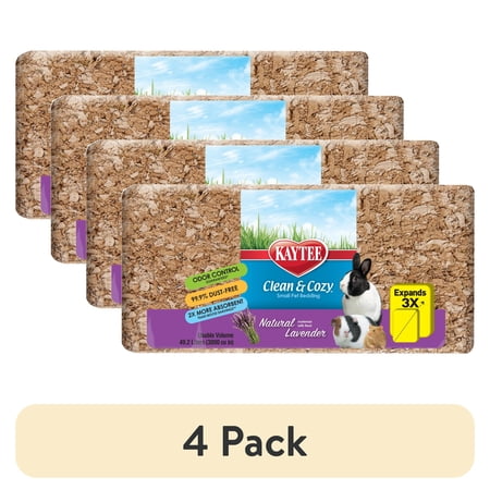 (4 pack) Kaytee Clean & Cozy Small Animal Natural Bedding with Lavender for Rabbits Hamsters & More 49.2L