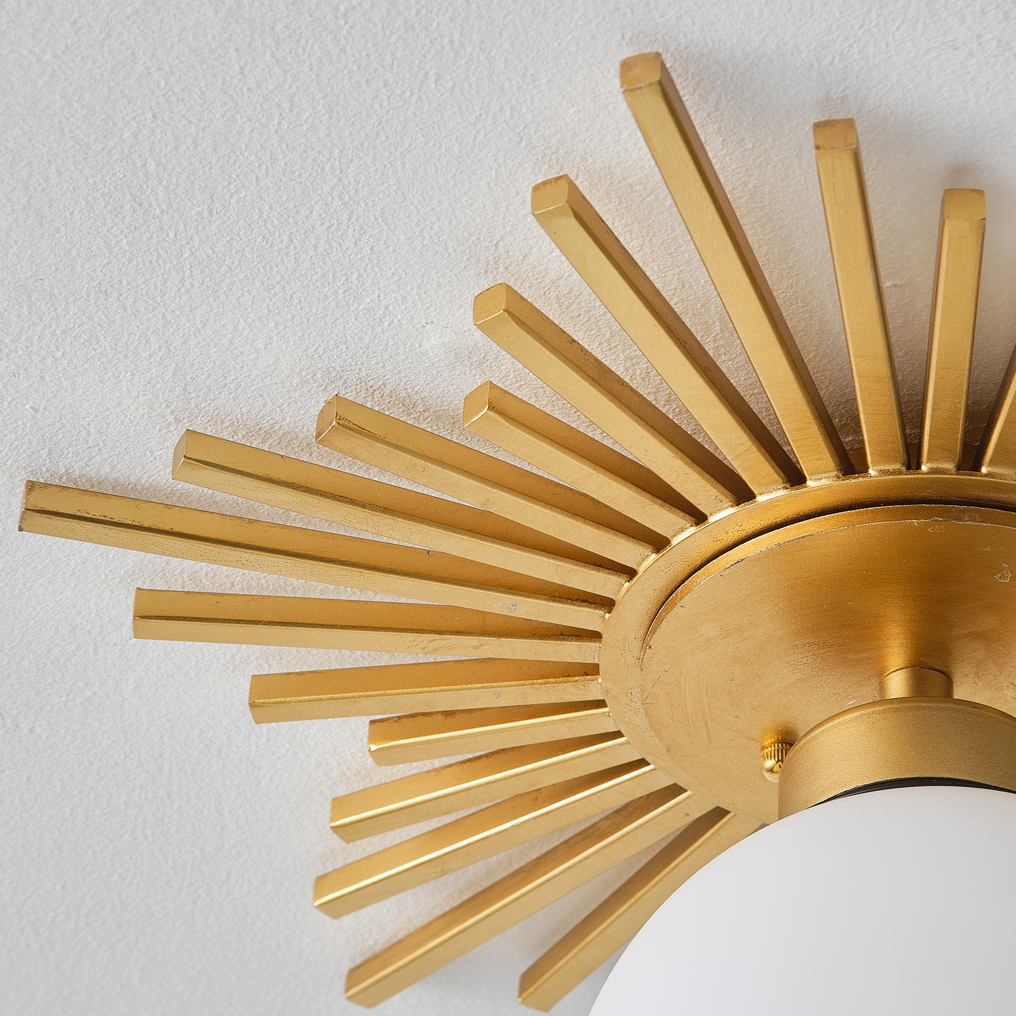 18" Modern Gold Glass Semi Flush Mount Globe Ceiling Light for Living Room, Bedroom, Hallway