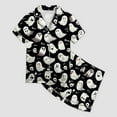 thumbnail image 5 of Caqnni Halloween Pjs Girls Satin Pajamas Set Pumpkin Print Short Sleeve Button-Down Shirt and Shorts 2 Piece Sleepwear Girls Halloween Pajamas Shorts Sets (4-5 Years,Black), 5 of 5