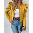 thumbnail image 2 of Womens Cropped Jacket Long Sleeve Zipper Up Coat Outwear Fall Outfit Shackets Bright Yellow S, 2 of 7