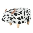 thumbnail image 6 of Storage Stool for Kids, Animal Ottoman for Bedroom Living Room Cow Style Footstool Cartoon Chairs - Black and White, 6 of 10