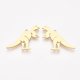 thumbnail image 1 of 2 colgantes de acero inoxidable 201 para bisutería, dijes y accesorios para joyería. Colgante con forma de dinosaurio dorado. Medidas: 19,5 x 24 x 1 mm. Orificio: 1,4 mm., 1 of 1