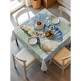 thumbnail image 2 of Blue Coastal Starfish Suqare Tablecloth - 54 x 54 Inch, Grey Sage Green Nautical Coral Summer Waterproof & StainResistant Tablecloth, Washable Oil-proof Table Cover for Dining/Party/Wedding/Buffet, 2 of 9