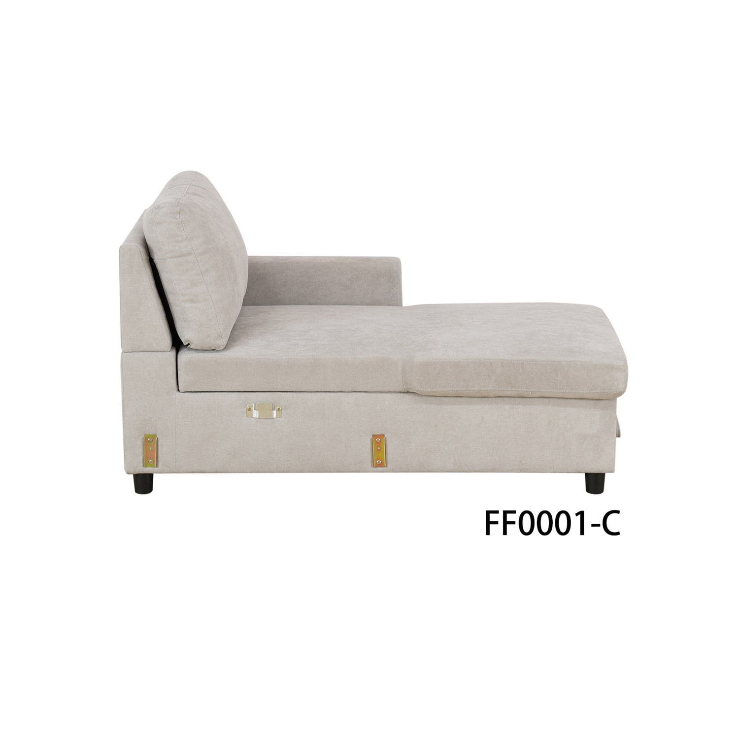 Hommoo Flannelette Reversible L-Shaped Sleeper Sofa Bed, Modern Sectional Couch Sofa Bed with Storage, Pull-Out Couch Sofa for Living Room, Bedroom and Office, Grey