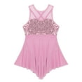 thumbnail image 4 of vastwit Kids Girls Sequins Sleeveless Ballet Leotard Dress Criss-Cross Back Irregular Tulle Dresses Lyrical Dance Costume Pink 14, 4 of 7