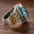 thumbnail image 5 of Wentin Rings Clearance! Nine Eyed Dzi Bead Six Character Mantra Sports Ring For Men And Women Handmade Retro Old Domineering Ring, 5 of 8