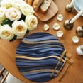 thumbnail image 2 of Marble Round 13 Inch Placemats Set of 6, Navy Blue Modern Abstract Gold Gradual Art HeatResistant Non Slip Place Mats for Dining Table, Wipeable Braided Kitchen Table Mats for Housewarming, 2 of 9