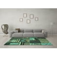 thumbnail image 3 of Ahgly Company Machine Washable Indoor Square Patchwork Turquoise Blue Transitional Area Rugs, 4' Square, 3 of 4