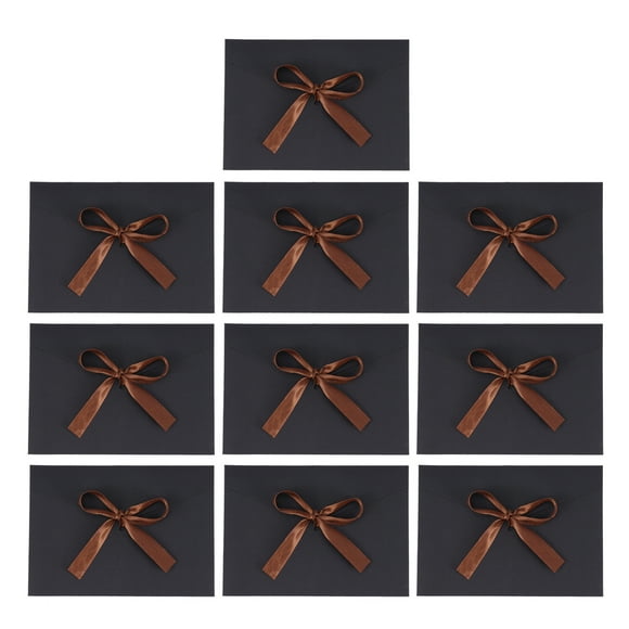 KAKOWELY 10 Pcs 17.5x12.5cm Retro Creative Bow Invitation Cards Envelopes for Wedding Birthday Party (Black),6.89"X4.92"X0.06"