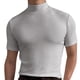 thumbnail image 2 of Hombres Manga Corta Top Alta Elasticidad Color Puro Cuello Alto Slim Fit Camiseta Interior Jersey, 2 of 6