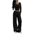 thumbnail image 3 of Women 2 Piece Matching Lounge Sets Clothing Comfiest Wide Leg Pants Y2K Sweatsuits Fall Outfit, 3 of 10