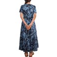 thumbnail image 4 of Vestido largo ACCPUR para mujer, estilo bohemio, floral, cuello en V, azul marino, 4 of 6