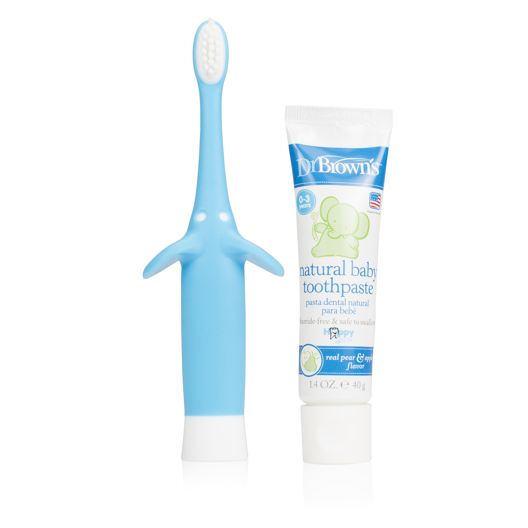 Dr. Brown's Infant Toothbrush and Toothpaste Combo Pack Blue