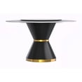 thumbnail image 3 of LeisureMod Qorvus Mid-Century Modern Round Dining Table with 60" Sintered Stone Top and Black/Gold Pedestal Base for Dining Room and Kitchen (White), 3 of 6
