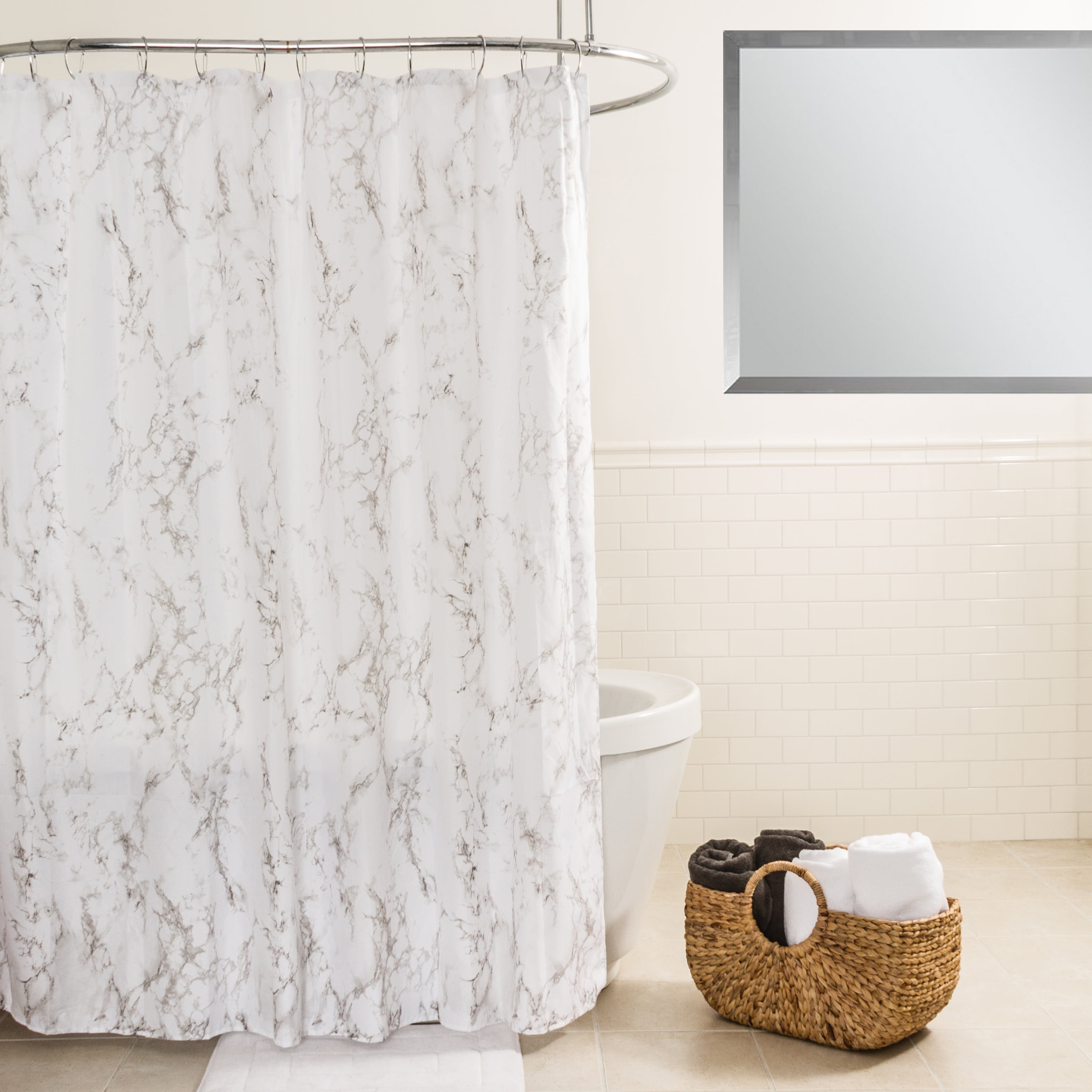 Nice Marble Waterproof Bathroom Polyester Shower Curtain Liner Water Resistant 
