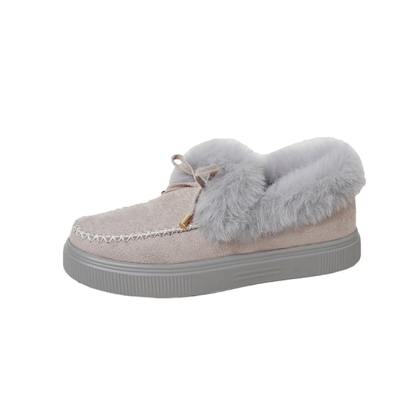 EKVAHL Women's Winter Orthopedic Boots, Lightweight Slip On Walking Shoes, Faux Fur Lined Snow Boots For Cold Weather Commute Outdoor Gray