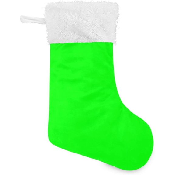 Coolnut 17.7 Inch Christmas Stockings, Plain Neon Green Solid Color Presonalized Large Stocking Sock for Family Holiday Xmas Party Decorations 1PC