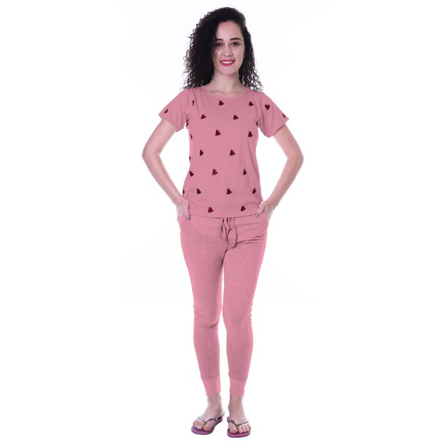 Moomaya Ensemble de Vêtements de Nuit Broderie Pastèque Pyjamas Slimfit 2 Pcs Set