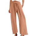 thumbnail image 2 of Hicidod Women Summer Pants with Pockets High Waisted Cotton Linen Palazzo Pant Loose Fit Wide Leg Long Lounge Solid Trendy Trousers, 2 of 6