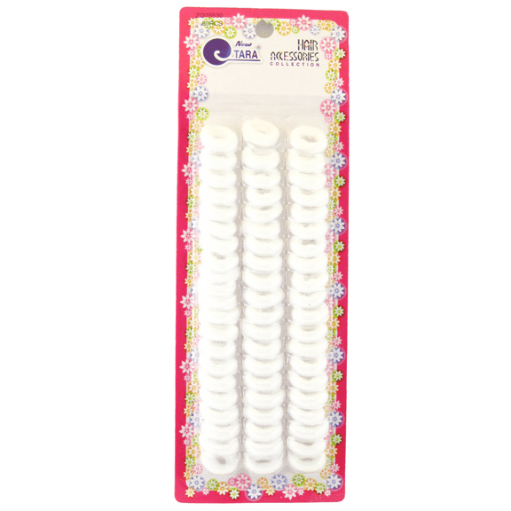 Tara  Small Terry Ponytail Holders - White - 72 Pcs.