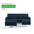 thumbnail image 6 of Novogratz Chapman Reversible Sectional Sofa and Floating Ottoman with Chrome Metal Legs, Blue Velvet, 6 of 9