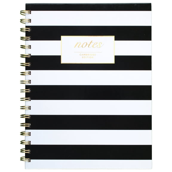 Cambridge Fashion Hardcover Business Notebook, 80 Sheets, 6 1/2" x 9 1/2", Black/White Stripe